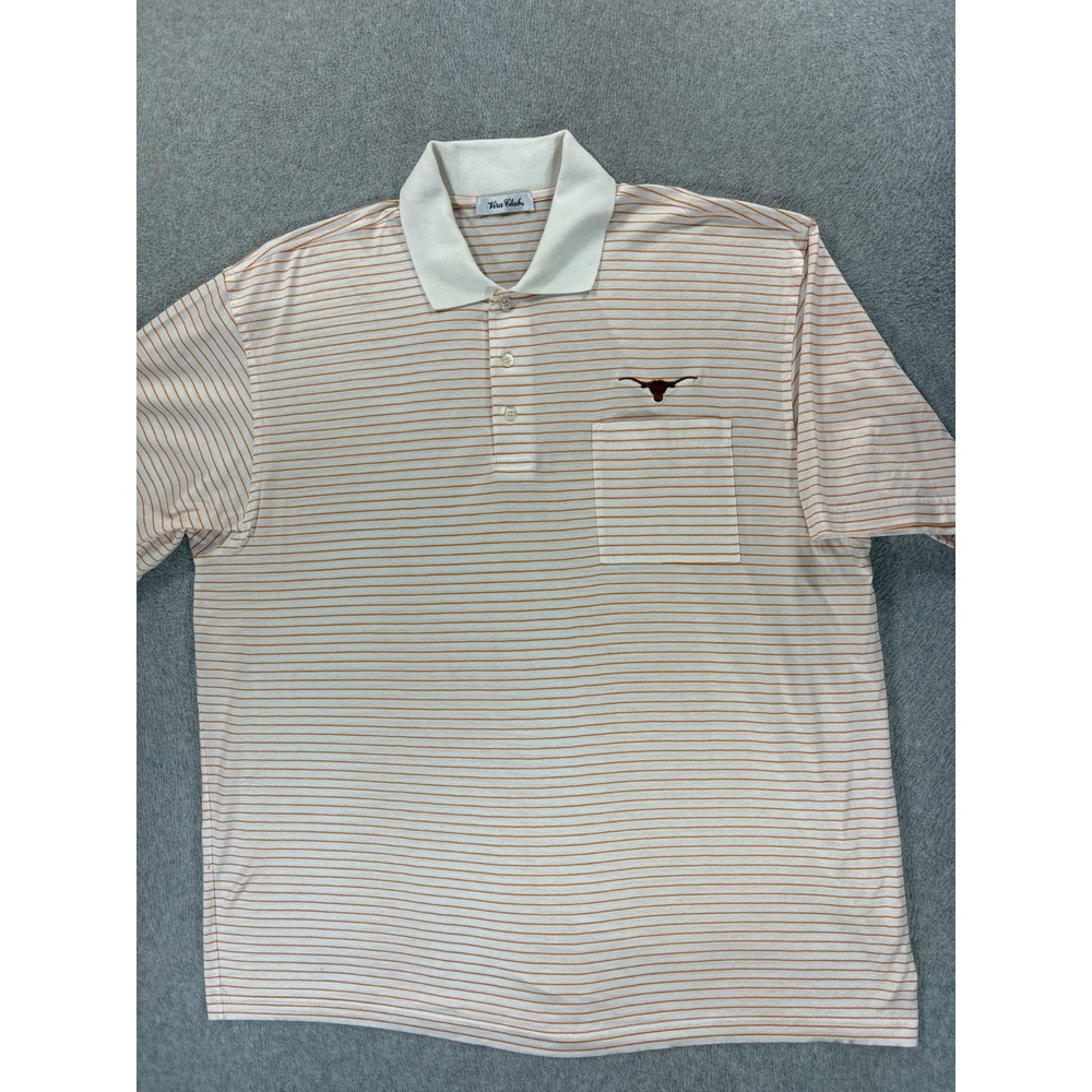 Texas Longhorns Vira Club Stitched Logo S/S Campus Polo Shirt (Men's 2XL) White